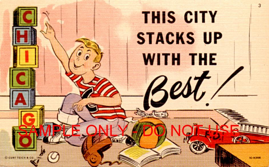 Kid Stacking Chicago Blocks 1950s